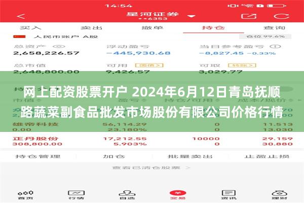 网上配资股票开户 2024年6月12日青岛抚顺路蔬菜副食品批发市场股份有限公司价格行情