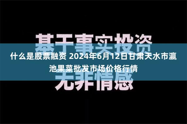 什么是股票融资 2024年6月12日甘肃天水市瀛池果菜批发市场价格行情