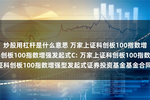 炒股用杠杆是什么意思 万家上证科创板100指数增强发起式A,万家上证科创板100指数增强发起式C: 万家上证科创板100指数增强型发起式证券投资基金基金合同生效公告