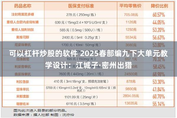 可以杠杆炒股的软件 2025春部编九下大单元教学设计：江城子·密州出猎